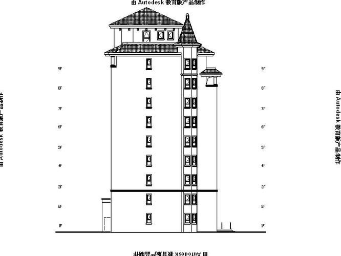 [施工图][内蒙古]高层对称式布局坡屋顶住宅楼建筑施工图