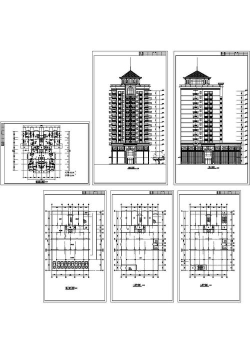 经典小高层住宅楼全套建筑设计cad图纸